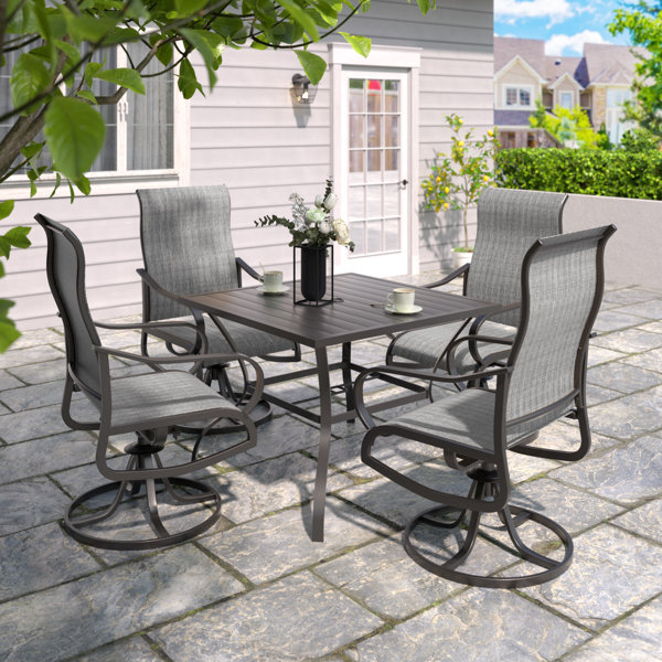 Latitude Run Leisure Weatherford Swivel Patio Dining Set